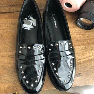 Call It Spring Black Studded Patent Leather Loafers